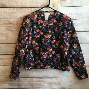 VINTAGE THE EAGLE'S EYE QUILTED CORDUROY FLORAL BLAZER‎
